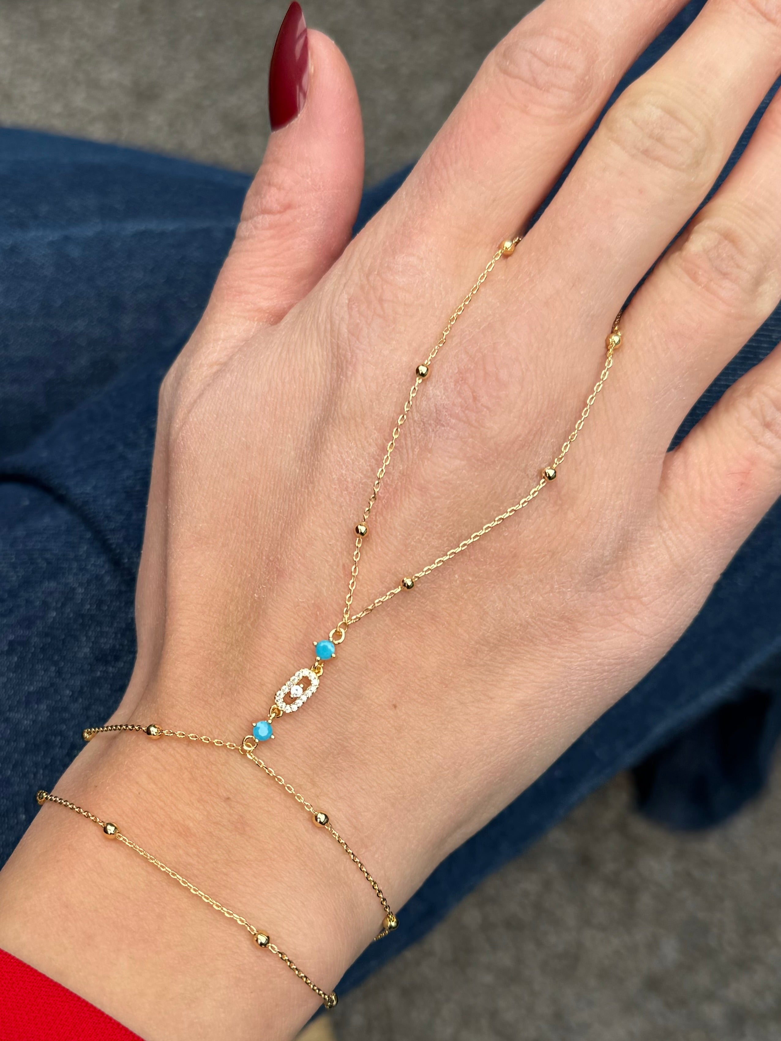 DOTTED BLAUWE STEEN HANDCHAIN