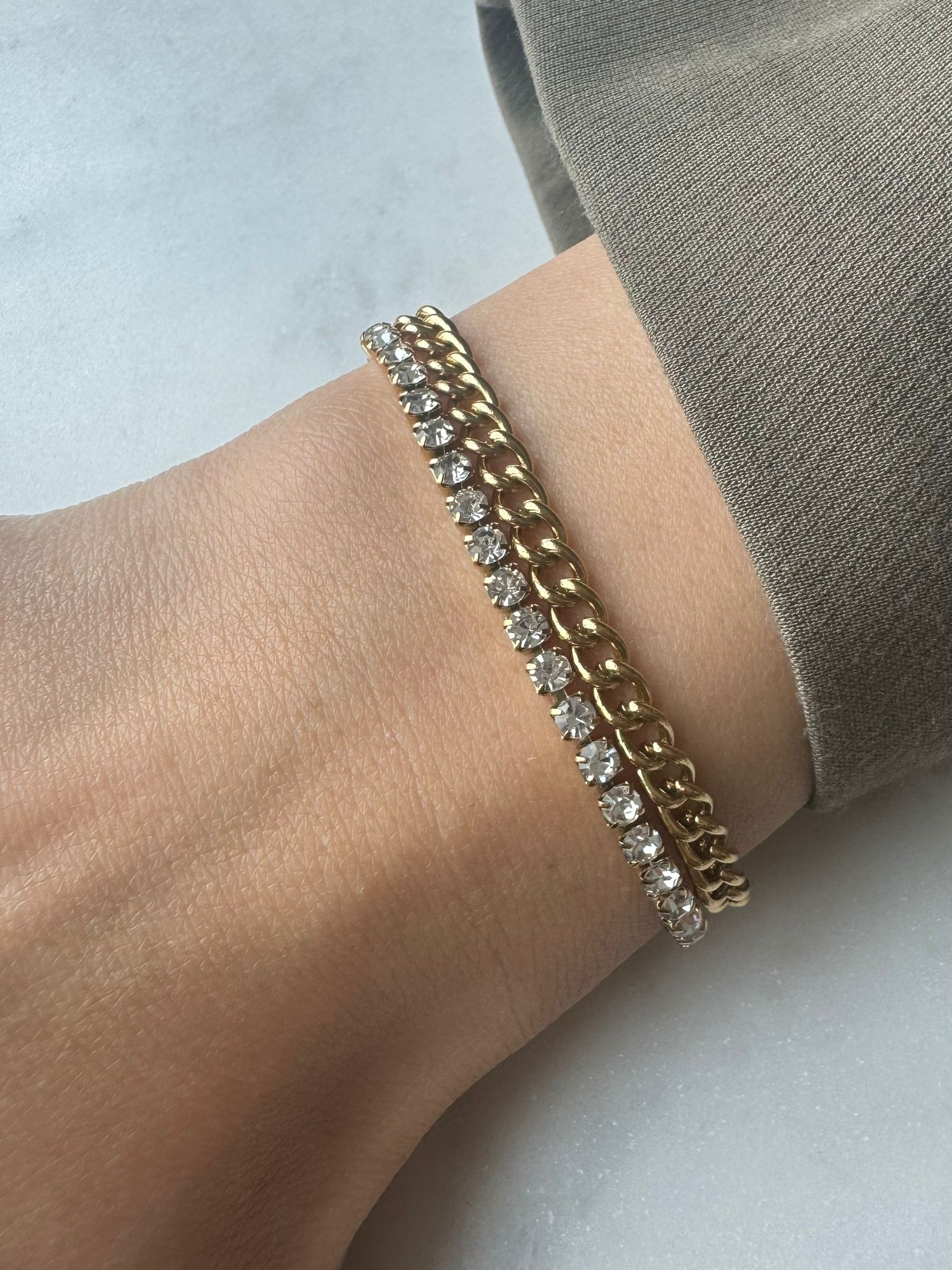 DUBBLE DIAMOND SCHAKEL ARMBAND