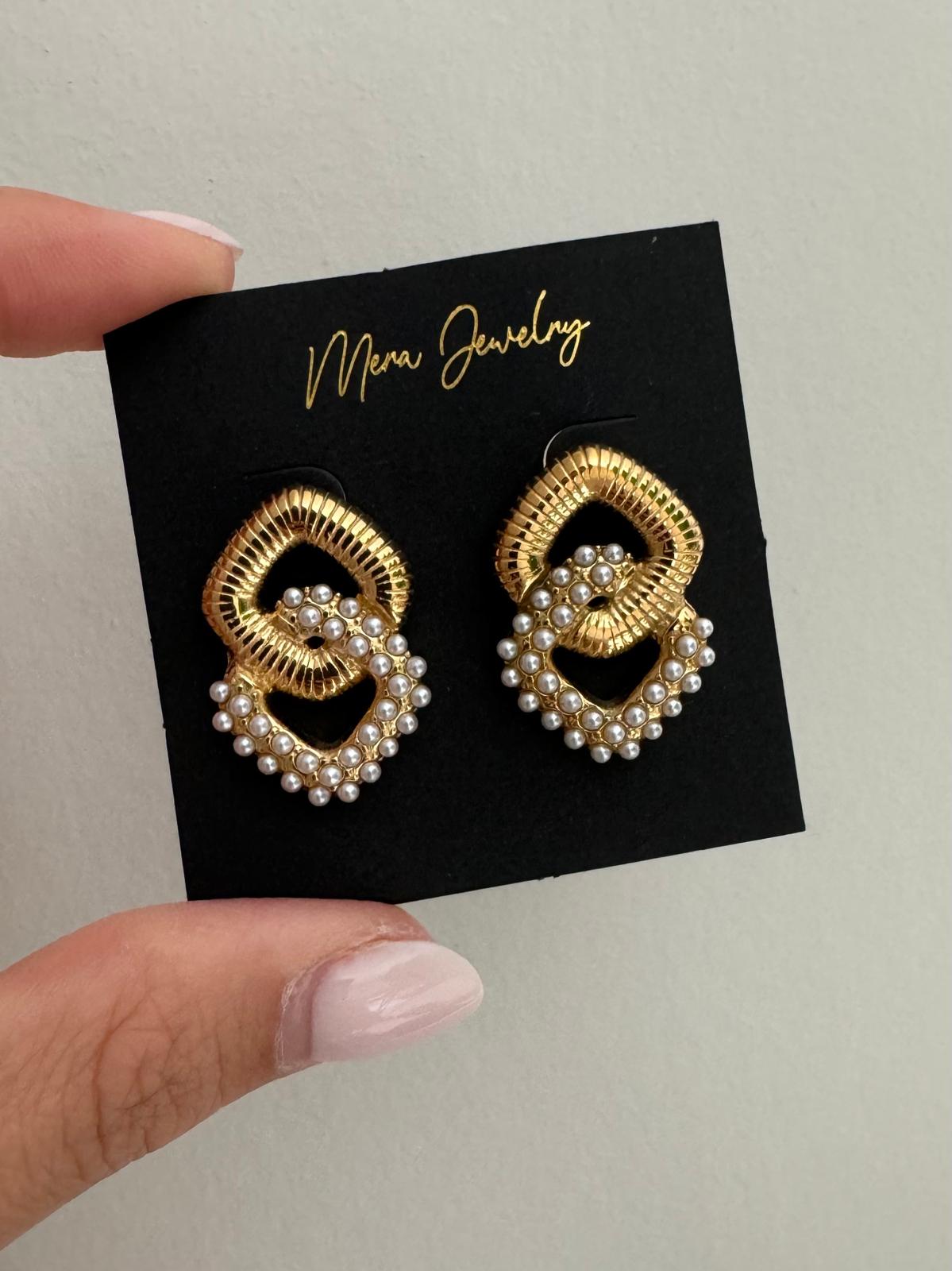 DUBBEL VIERKANT PAREL OORBEL