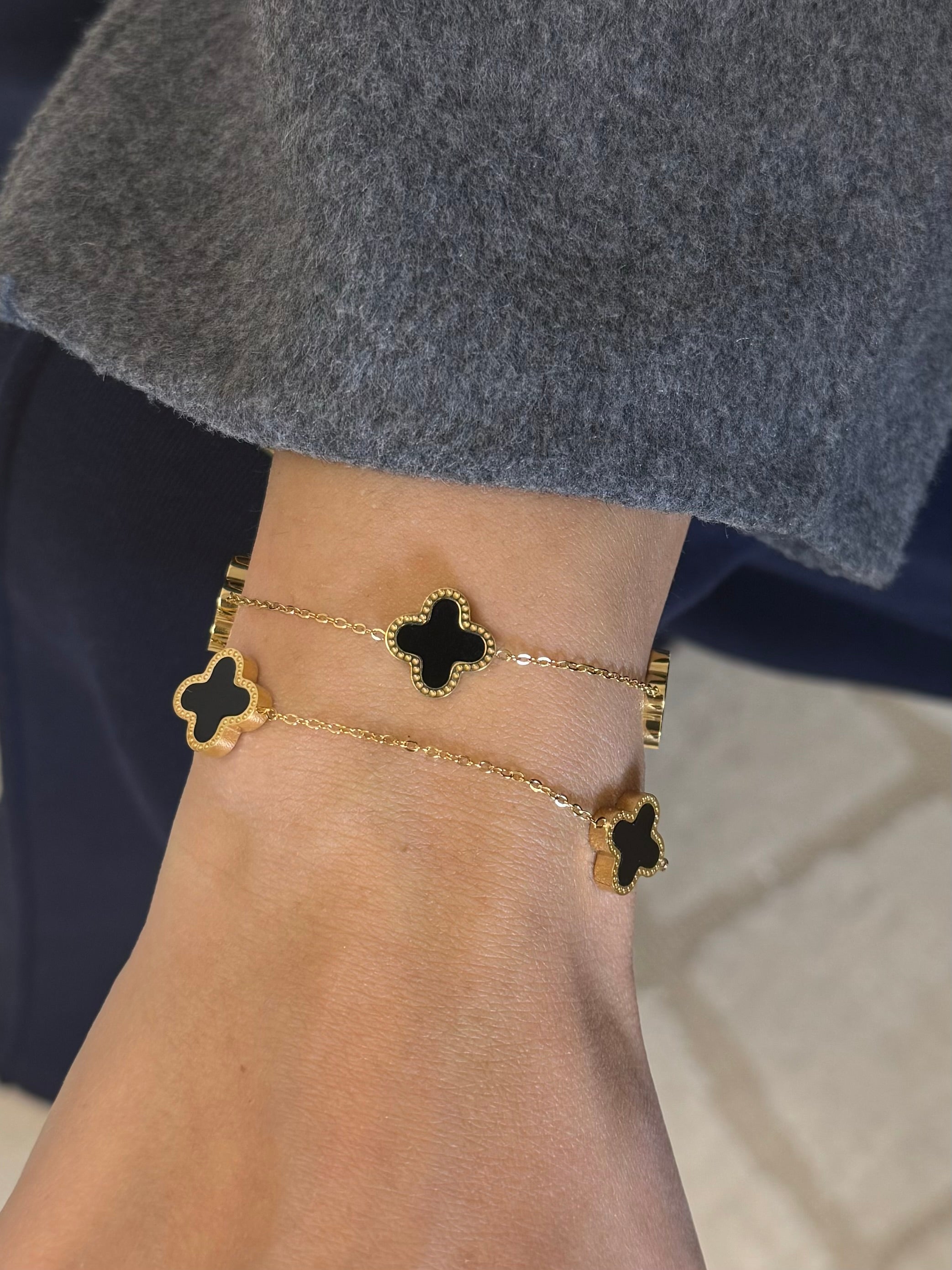 CHLOÉ ZWART DUBBEL ARMBAND
